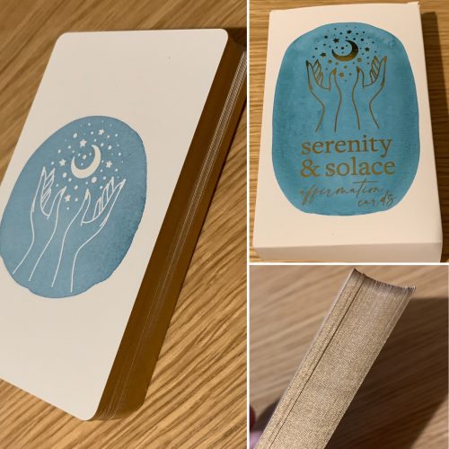 Shuffling through the Serenity & Solace Affirmation Cards